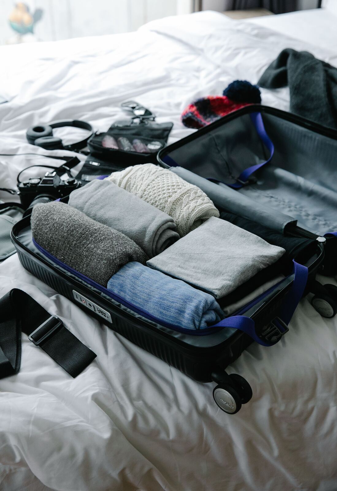 Packed suitcase for a cruise